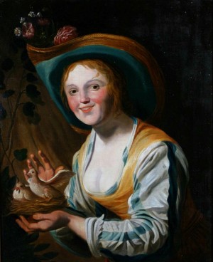 Shepherdess with doves